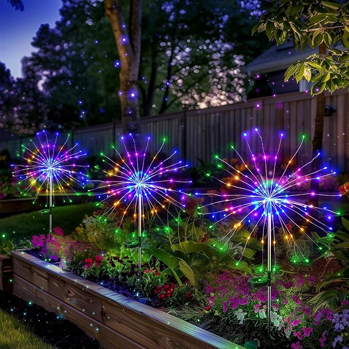 4 Pack Solar Firework Lights 200 LED Create Magical Nights, Waterproof - Image 2