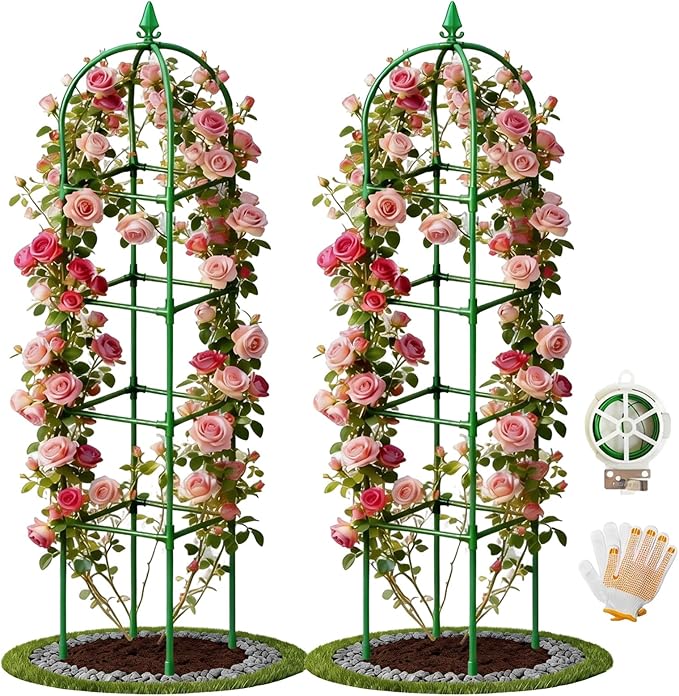 2 Pack Garden Obelisk Trellis for Climbing Plants, Tower Potted Cages Plant by Monirsen