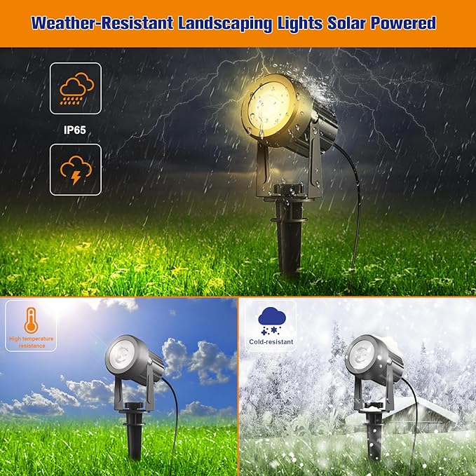 APONUO Solar Spot Lights Outdoor 4-in-1 Solar Landscape Lights Dusk to Dawn - Image 6