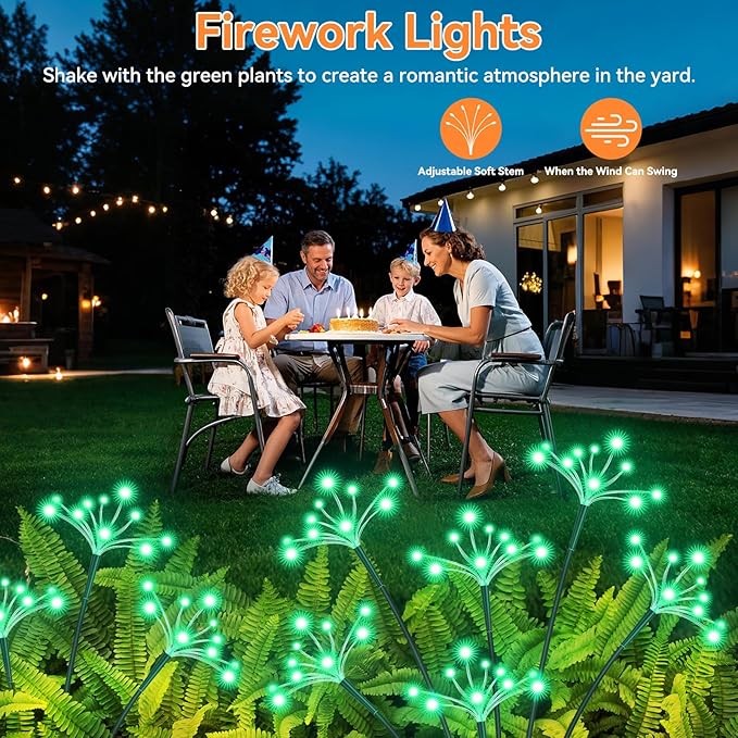 Solar Garden Lights 2 Pack Waterproof Solar Swaying Starburst Light Outdoor - Image 6
