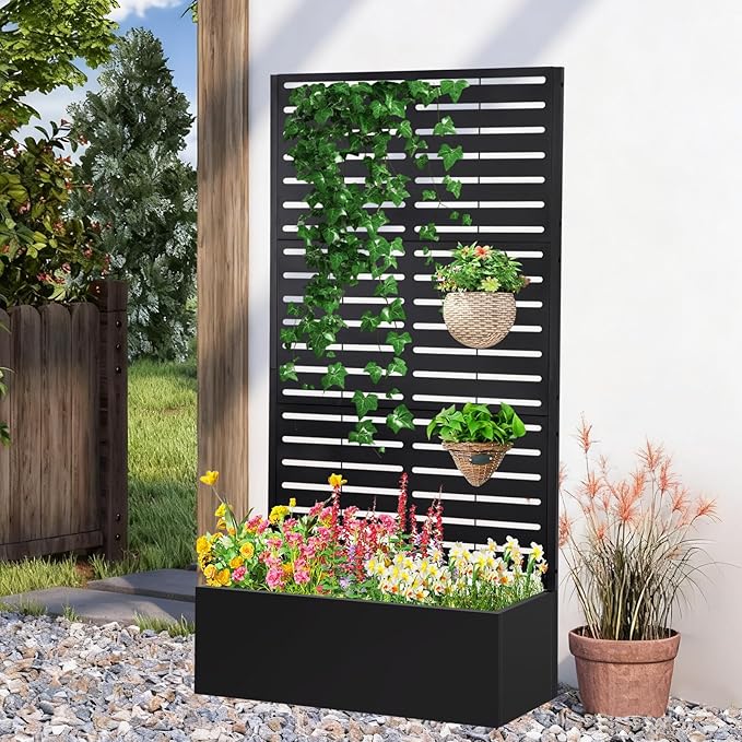 Metal Raised Garden Bed with Trellis, Planter Box by Gawicpy