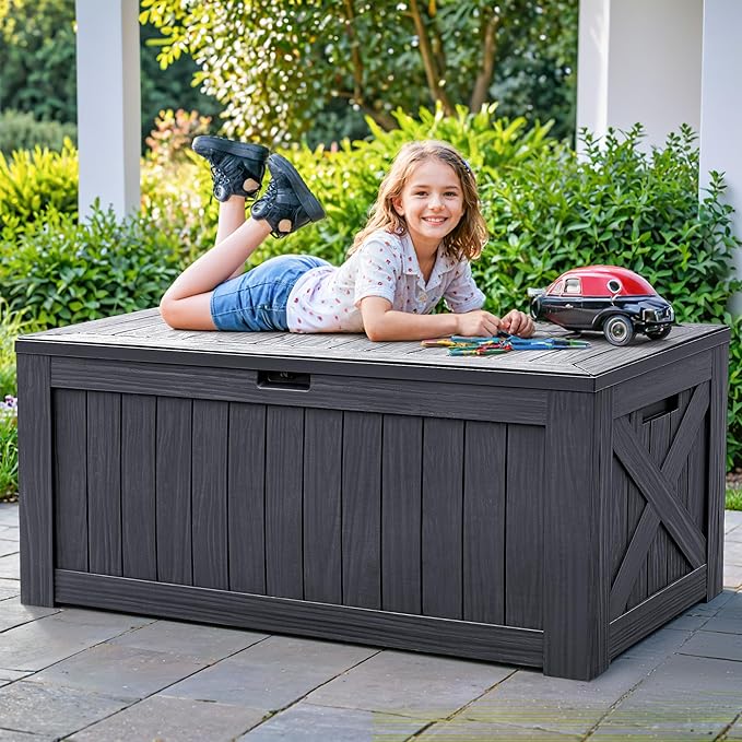 Flamaker Resin Deck Box 120 Gallon Waterproof Large Outdoor Indoor Storage Box - Image 8