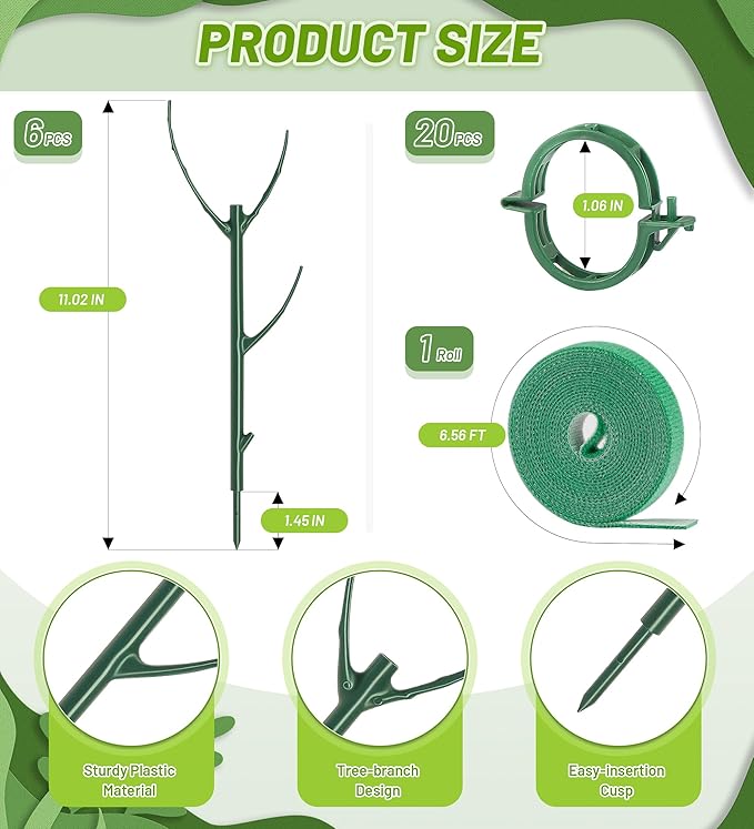 Plant Support Stakes, 1 Roll Tie - Image 3
