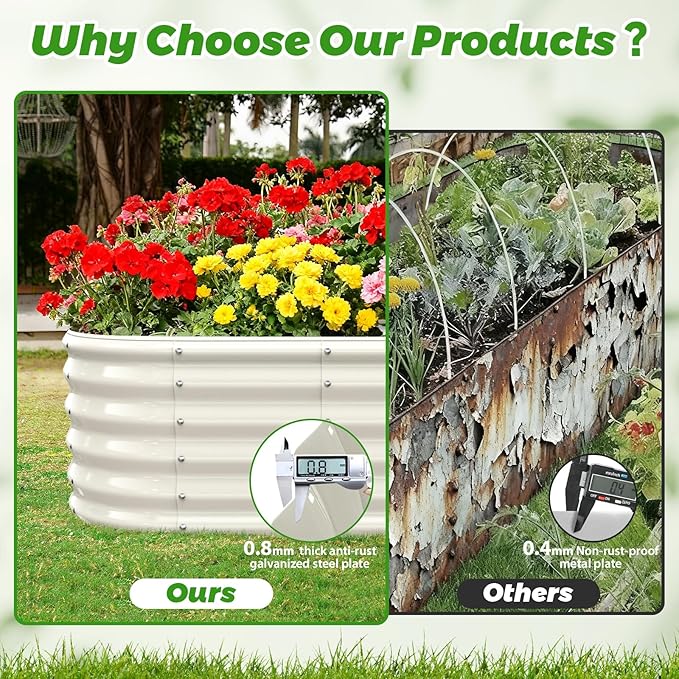 17" Tall Outdoor Garden Raised Garden Bed Kits, 4ft X 2ft Oval, 0.8MM Thick - Image 5