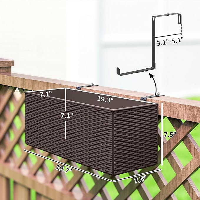 Outsunny Railing Planter Box, Hanging Flower Pots - Image 3