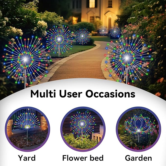 Garden Outdoor Lights, 4 Pack 120 LED Solar Garden Lights Fairy Lights Outdoor - Image 5