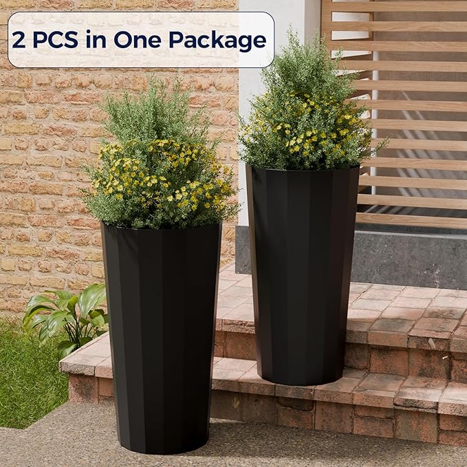23.6" Tall Outdoor Planters Set of 2, Large Planters - Image 5