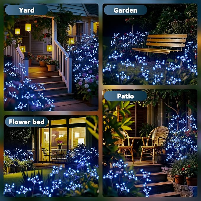Solar Garden Lights 2 Pack Waterproof Solar Swaying Starburst Light Outdoor - Image 7
