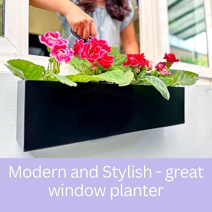 LaLaGreen Wall Planter Rectangular Metal Hanging Flower Pot - Image 3