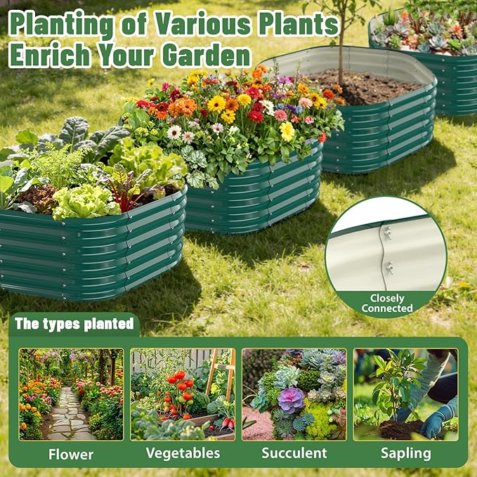 Hexagon Raised Garden Bed, 48 Inch Diagonal & 16.5 Inch Tall, Galvanized Steel - Image 6