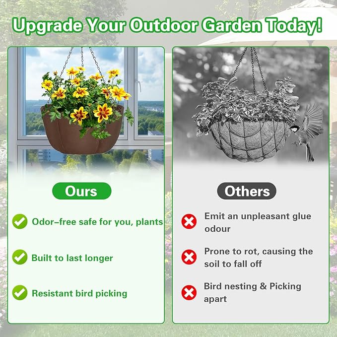 Hanging Baskets for Plants Outdoor, 12 Inch 3 Pack Hanging Planters for Outdoor - Image 3