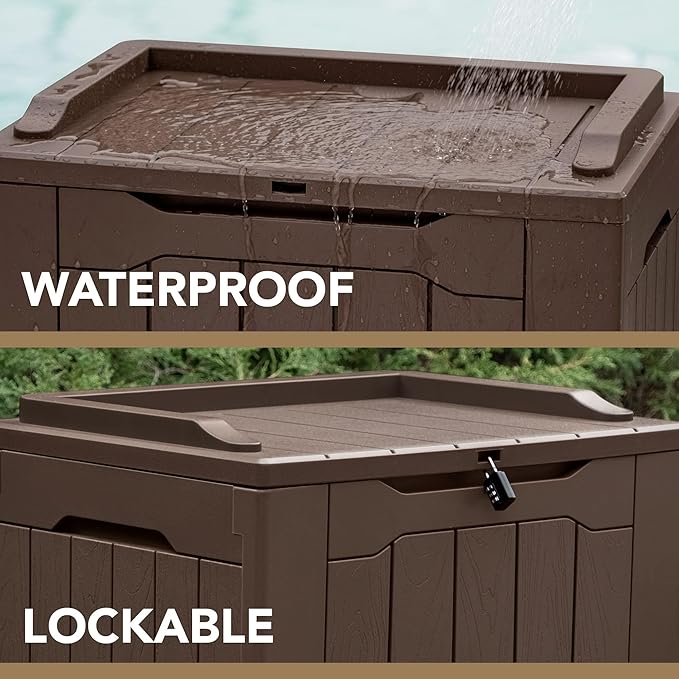 Devoko 30 Gallon Resin Deck Box Outdoor Indoor Waterproof Storage Box - Image 2