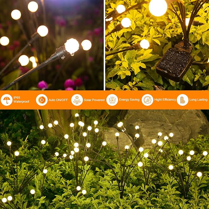ASMAD Solar Lights Outdoor, Solar Garden Lights, Outdoor Decorations, Firefly - Image 4