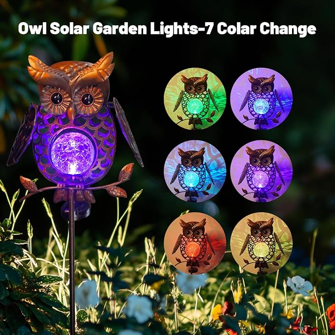 HONGLAND Solar Lights Outdoor Decor Waterproof, Solar Owl Garden Decorative - Image 3