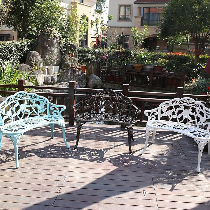 KAILI Garden Bench, Metal Aluminum Rose, Suitable - Image 2