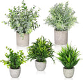 Fake Plants, Eucalyptus Greenery Plastic Fake Green Grass Plants by Lemonfilter
