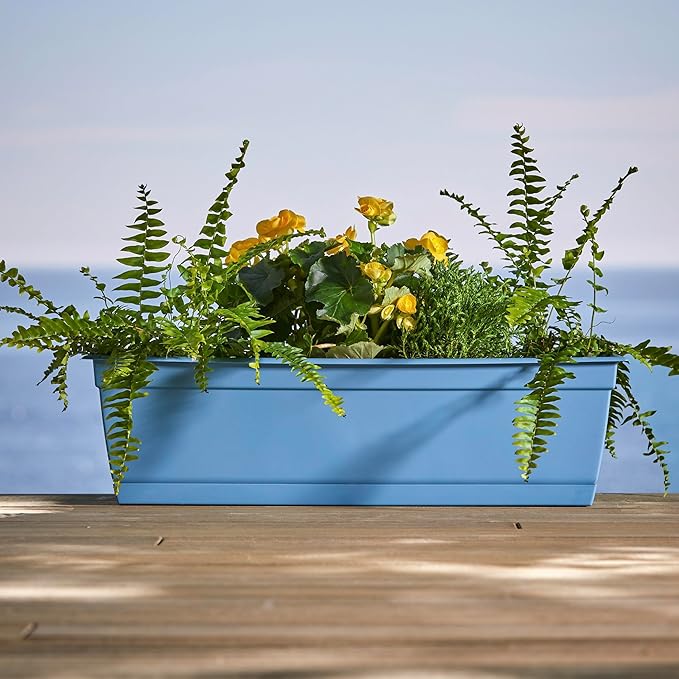 Bloem Dayton 24" Ocean Blue Recycled Plastic Rectangle Window Box Planter - Image 8