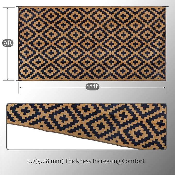 SAND MINE Reversible Mats, Plastic Straw Rug, Modern Area Rug, Large Floor Mat - Image 2