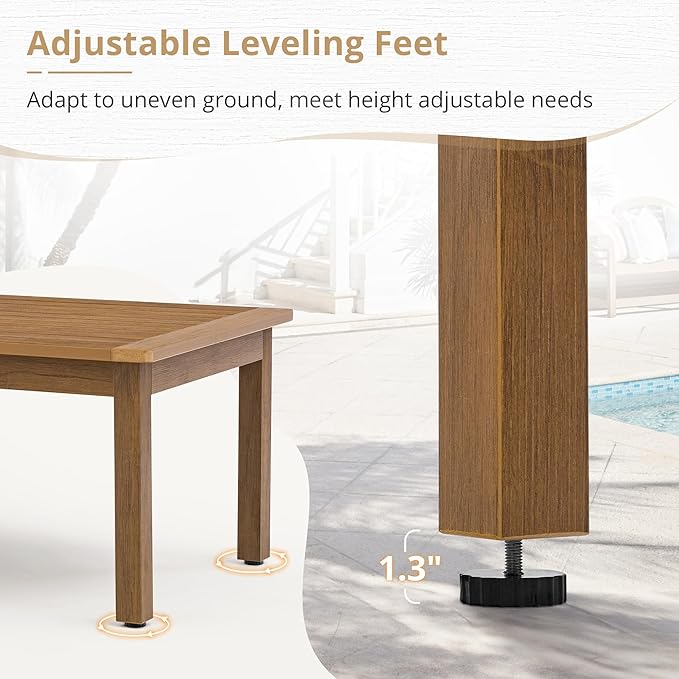 LUE BONA Outdoor Coffee Table, HDPS Patio Coffee Tables - Image 5
