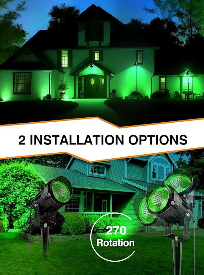 Christmas Green LED Spot Lights Landscape Lights Outdoor, 110v Plug in - Image 6