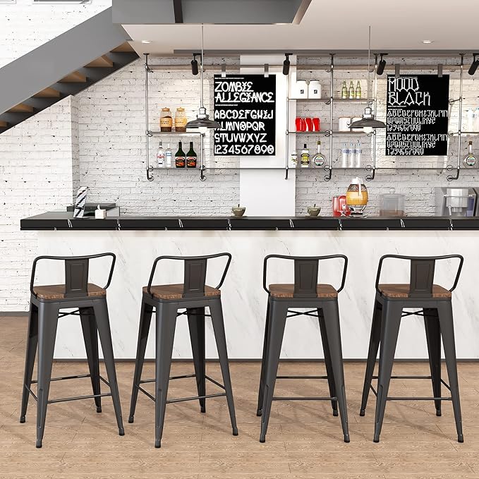 Yongchuang 24" Metal Barstools Set of 4 Counter Bar Stools - Image 8