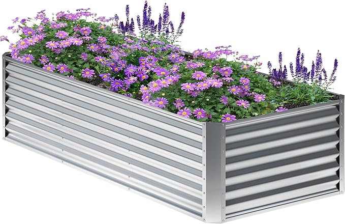 6x2x2FT Galvanized Raised Garden Bed, Planter Raised Beds-Metal Garden Box by Home