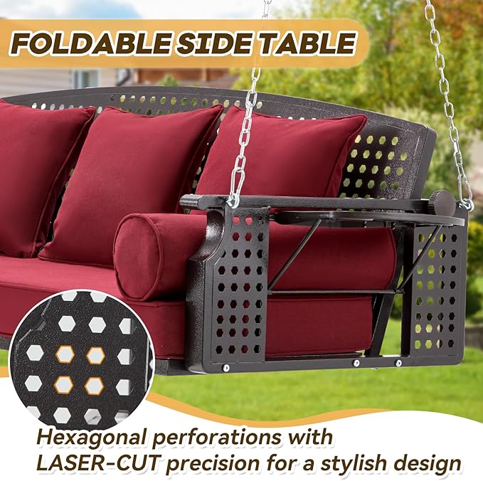 3 Seat Porch Swing, Patio Swing Bench - Image 5
