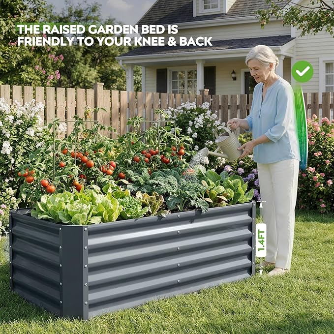 ZORMY 4×2×1.4ft Galvanized Raised Garden Bed Kit, Metal Planter Boxes Outdoor - Image 3