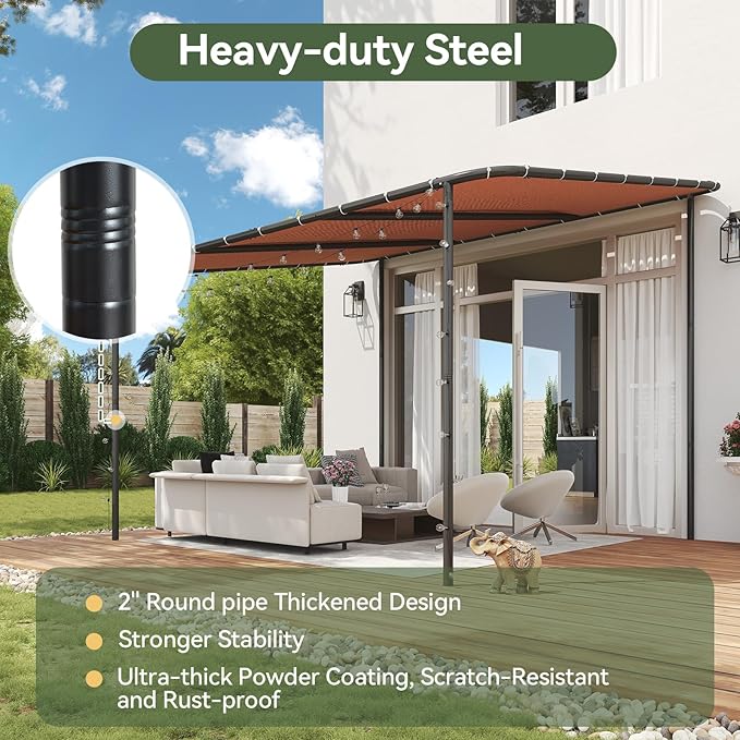 Aoxun 10x12 Lean to Gazebo Outdoor Pergola - Image 4