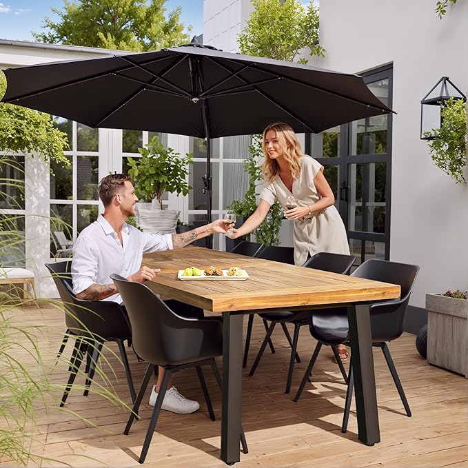 Devoko Home Acacia Wood Dining Table 6-Person Indoor Outdoor Table - Image 5