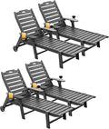 Carauci Lounge Chair Outdoor Set of 4, HDPE Chaise Lounge by Carauci