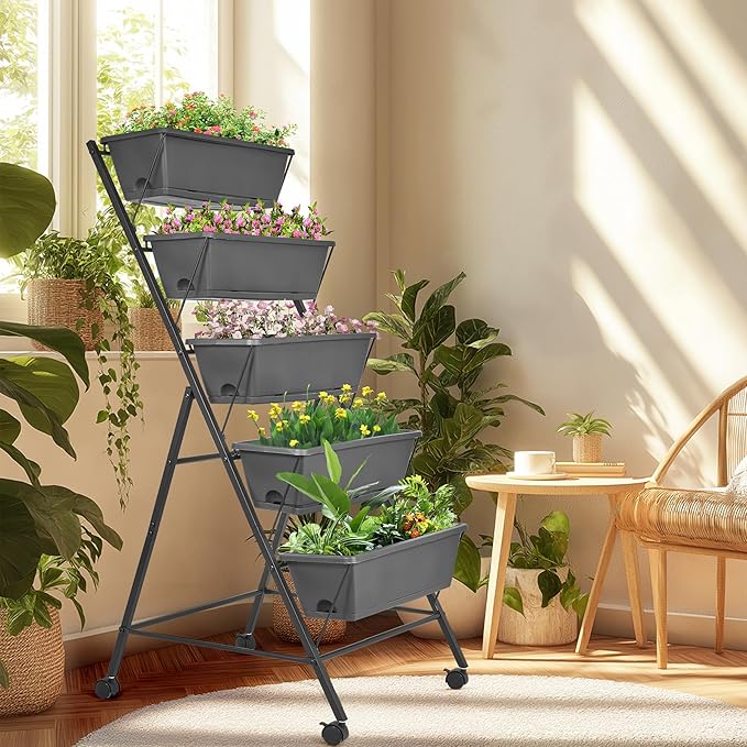 GENMOUS 5 Tier Raised Garden Bed Tall 45FT Vertical Elevated Garden Planter - Image 9