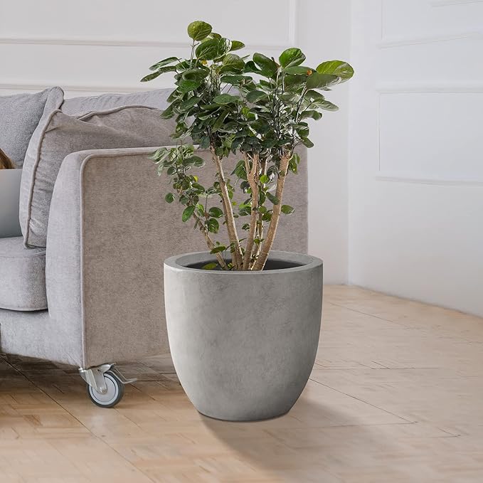 Kante 16.5" Dia Round Concrete Planter, Large Outdoor Modern Indoor Decorative - Image 3