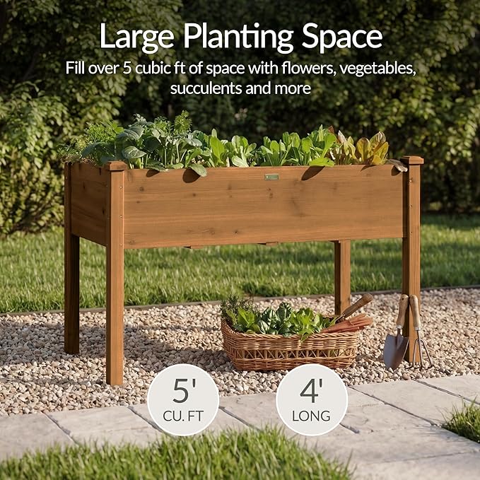 Best Choice Products 48 x 24 x 30 Inches Raised Garden Bed, Elevated Wood - Image 3