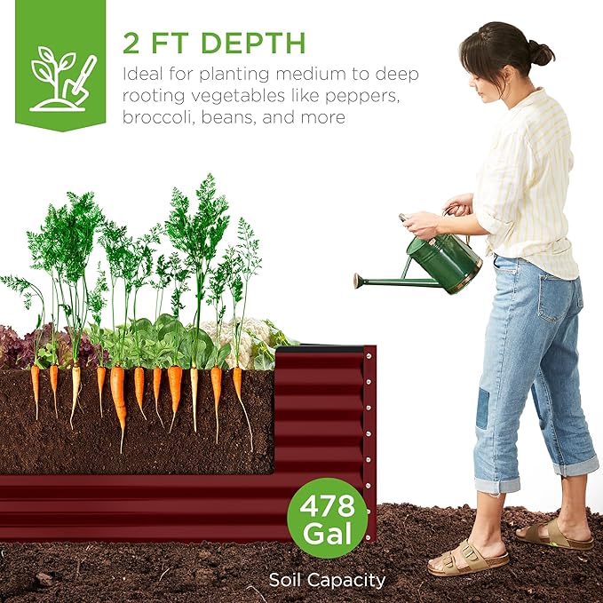 Best Choice Products 8x4x2ft Outdoor Metal Raised Garden Bed, Deep Root Planter - Image 4