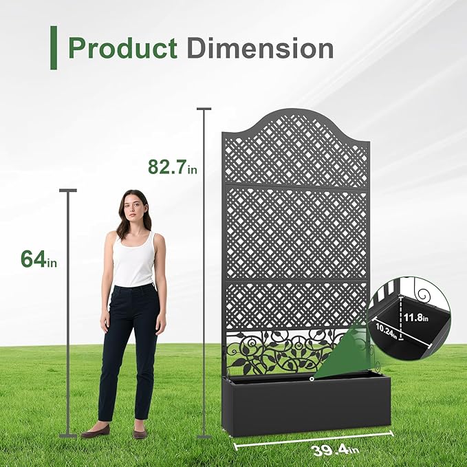 Metal Raised Garden Bed with Trellis & Privacy Screen - Image 2