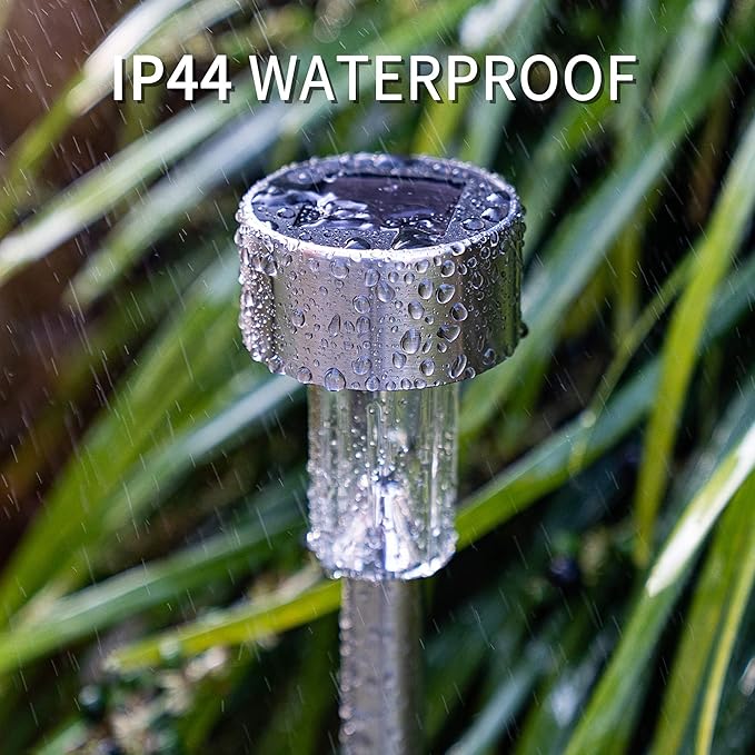 GIGALUMI Solar Pathway Lights, Stainless Steel IP44 Waterproof Auto On/Off - Image 5