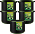 NACHLYNN 5-Pack 5 Gallon Grow Bags Heavy Duty Aeration Fabric Pots by Createyourownlifestory