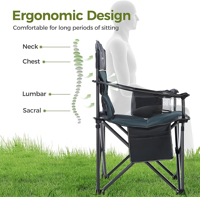 ALPHA CAMP Heavy Duty Camping Chair 500LBS Capacity, Oversized Folding Chair - Image 6