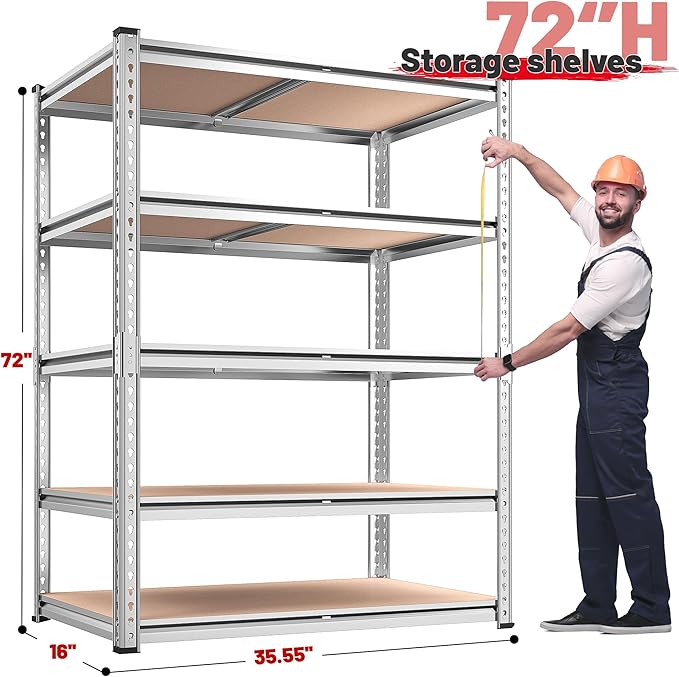 REIBII 2020LBS Garage Shelving Heavy Duty 5 Tier Storage Shelves Adjustable - Image 3