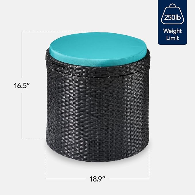 Best Choice Products Round Wicker Ottoman, Additional Seating, Side Table - Image 2