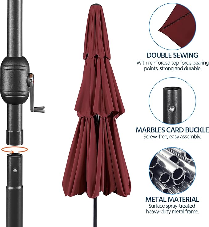 Yaheetech 3 Tier Patio Umbrella 10ft Vented Outdoor Large Market Table Umbrella - Image 5