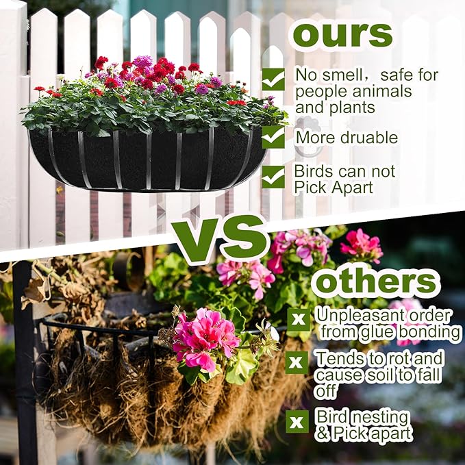 2PCS 24Inch Upgraded Planter Basket Liners Fabric Window Box Liners Felt Trough - Image 4