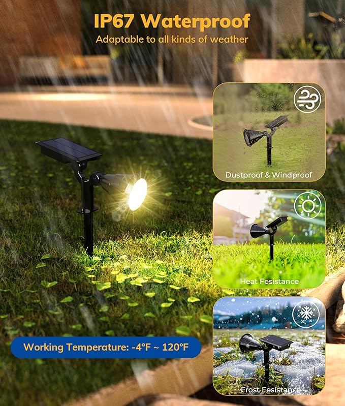 Solar Spot Lights for Outside, 21 LED Outdoor Solar Lights for Yard, 4 Pack - Image 3