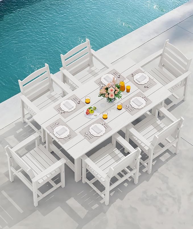 SERWALL Patio Table Set, Outdoor HDPE Dining Set - Image 7