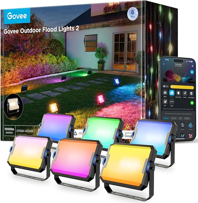 Govee Outdoor Flood Lights 2, RGBIC Warm Cold White LED Lights by Govee
