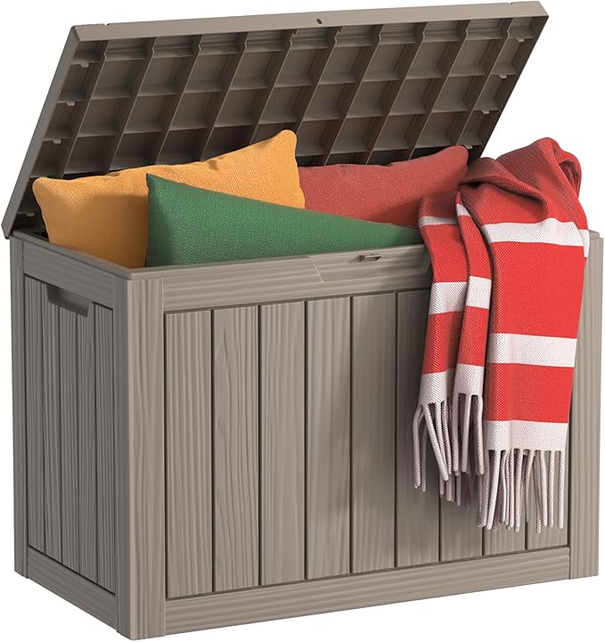 EasyUp 45 Gallon Outdoor Storage Box, Resin Waterproof UV-Resistant Deck Box by EASYUP