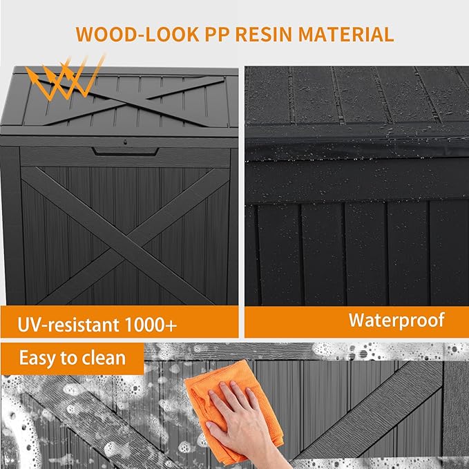DRATO 33 Gallon Deck Boxes Resin Outdoor Storage Box UV Resistant Outside Deck - Image 4
