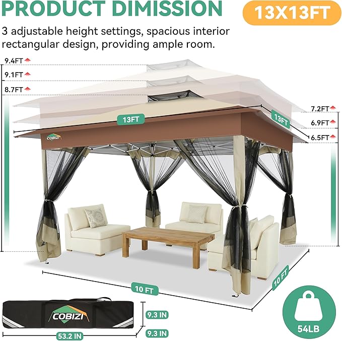 COBIZI 13x13 FT Pop up Gazebo on Clearance - Image 3
