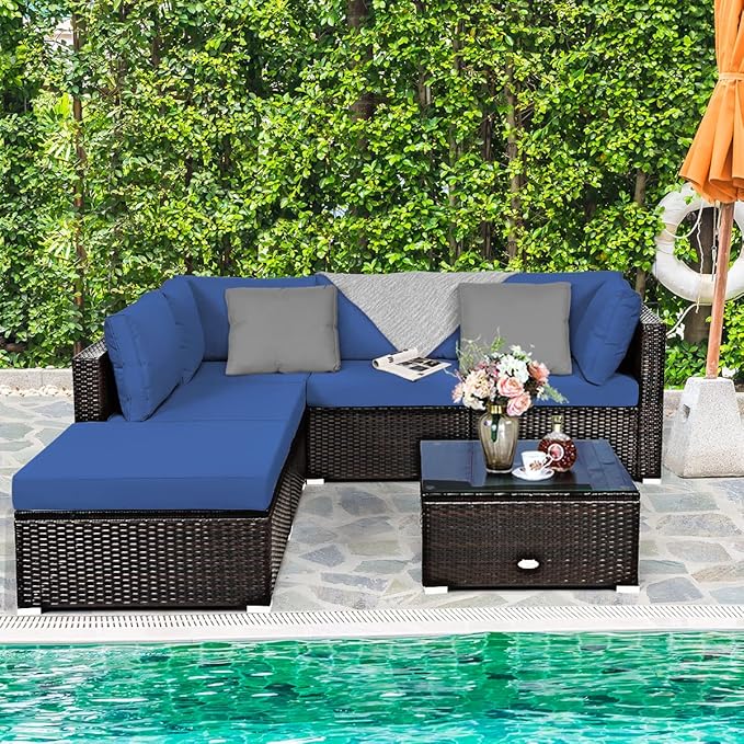 Tangkula 6 Piece Patio Furniture Set, Outdoor Deck Lawn Backyard Durable Steel - Image 3